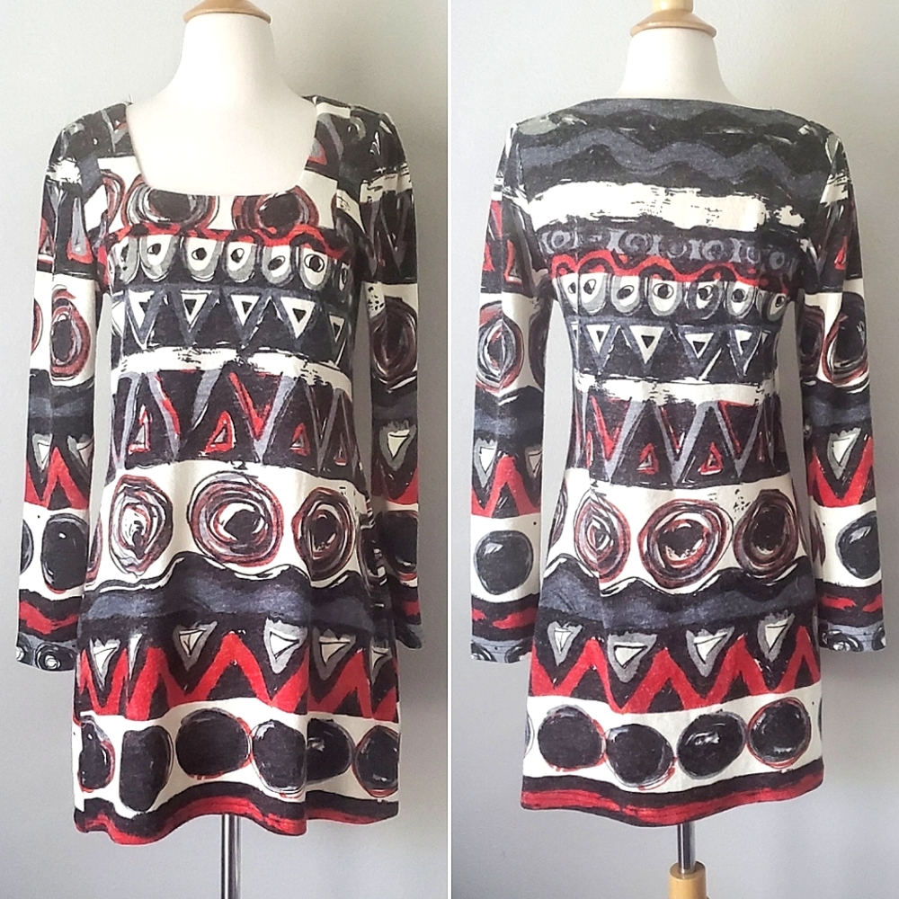 Anthropologie Abstract Print Sweater Dress